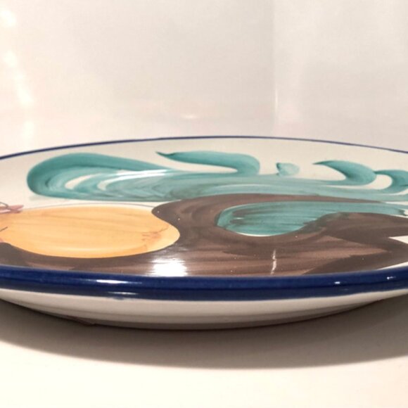 Handpainted Italian Ceramic Brown Rooster Serving Platter, Vintage Collectable. - Picture 2 of 3